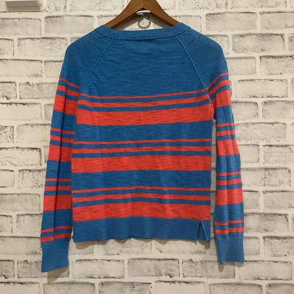 Women’s Mossimo blue and pink horizontal striped lightweight sweater, Small - Picture 2 of 4